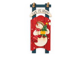 Adorno madera Navidad CARTEL CON FIGURA 